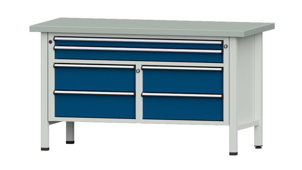 Anke Kastenwerkbank 1500 x 700 x 840 mm Serie V 1500 Modell 255 V RAL 7035 5010 Produktbild Anke Kastenwerkbank 1500 x 700 x 840 mm Serie V 1500 Modell 255 V RAL 7035 5010