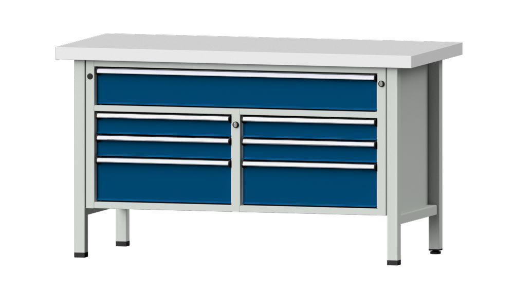 Anke Kastenwerkbank Arbeitsplatte 50 mm V1500 Modell 258 V RAL 7035 5010 Produktbild Anke Kastenwerkbank Arbeitsplatte 50 mm V1500 Modell 258 V RAL 7035 5010