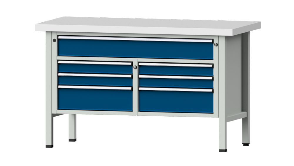 Anke Kastenwerkbank mit 7 blauen Schubladen V 1500 Modell 258 V Produktbild Anke Kastenwerkbank mit 7 blauen Schubladen V 1500 Modell 258 V