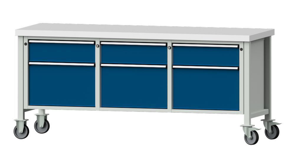 Anke Kastenwerkbank Serie V 2000 Modell 223 V Arbeitsplatte 50 mm RAL 7035 / 5010 Produktbild Anke Kastenwerkbank Serie V 2000 Modell 223 V Arbeitsplatte 50 mm RAL 7035 / 5010