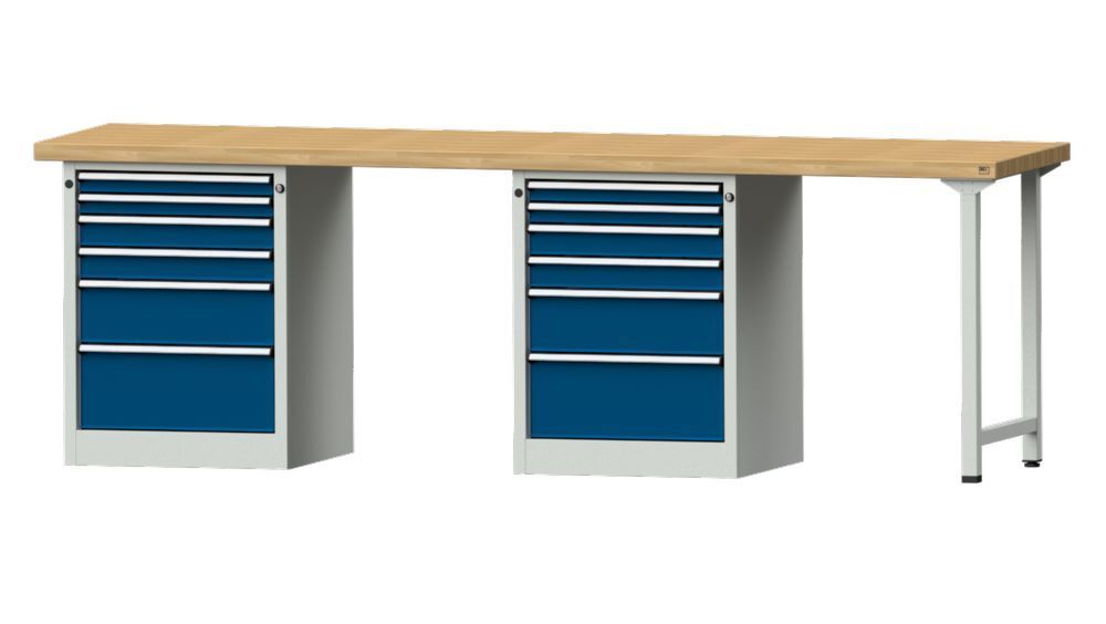 Anke Kombiwerkbank Serie V 2800 Modell 916 V Buche-Massiv-Platte RAL 7035 / 5010 Produktbild Anke Kombiwerkbank Serie V 2800 Modell 916 V Buche-Massiv-Platte RAL 7035 / 5010