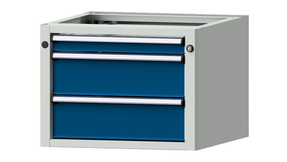 Anke Unterbauschrank Modell 1204 V 3 Schubladen RAL 7035/5010 Produktbild Anke Unterbauschrank Modell 1204 V 3 Schubladen RAL 7035/5010