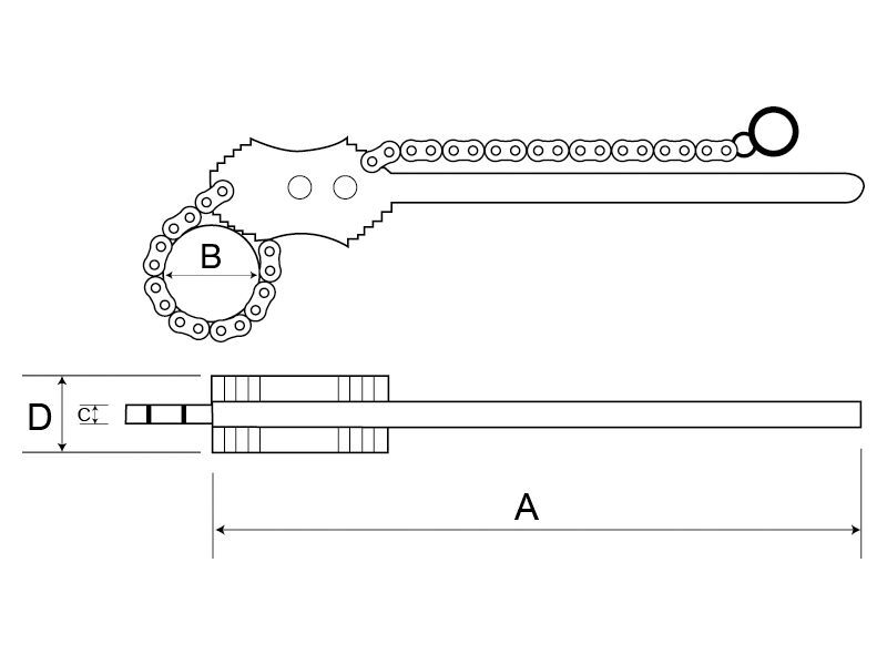 Produktbild Besonders robuste 8"-Kettenrohrzange, 1200 mm bild 2