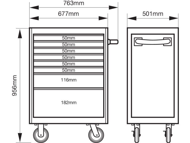 Produktbild 26"-C75-Werkstattwagen der Classic Serie mit 8 Schubladen, blau, 986 mm × 501 mm bild 2
