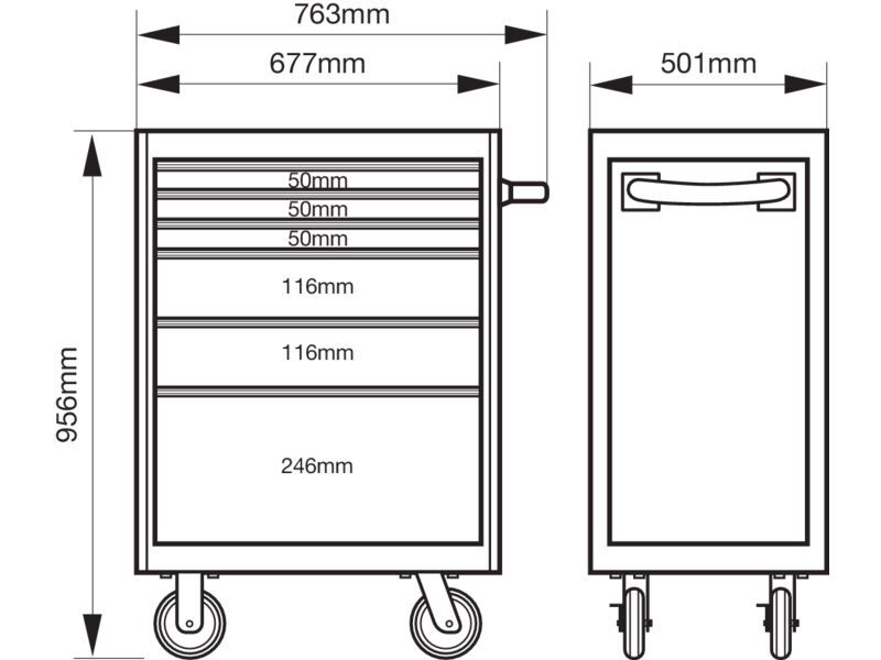 Produktbild C75-Werkstattwagen der Classic Serie mit 6 Schubladen, orange, 986 mm × 501 mm × bild 2