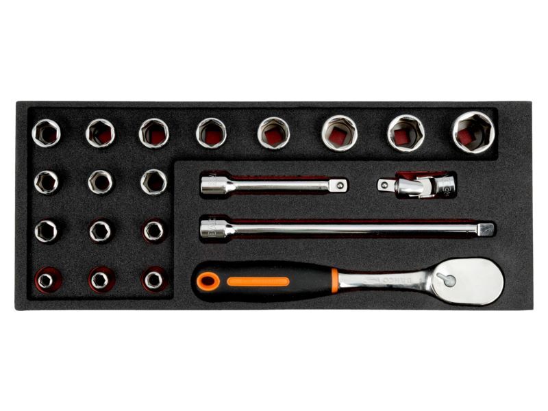 Produktbild Bahco Fit&Go 1/3 Einlage mit 1/2 Zoll-Steckschlüssel Einsätzen 21 Teile