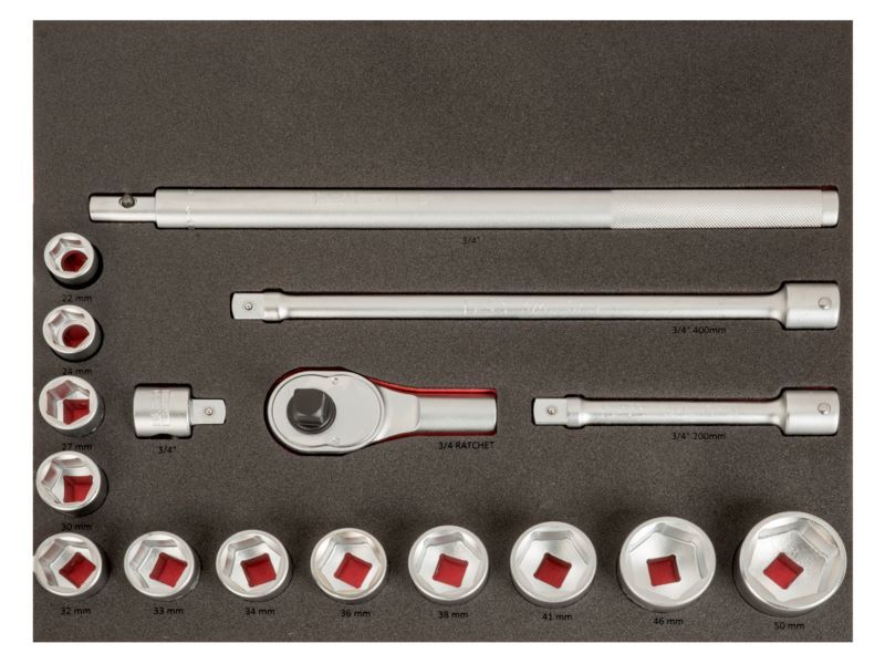 Produktbild Fit&Go 3/3-Schaumstoffeinlage, lasergekennzeichnet, Satz 3/4"-Steckschlüsseleins bild 2