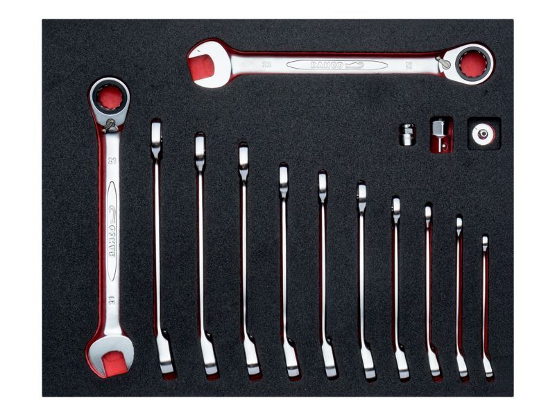 Produktbild Fit&Go 2/3 Schaumstoffeinlage Knarren-Ring-Maulschlüssel-Satz – 15-teilig bild 2