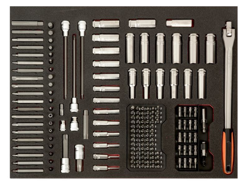 Produktbild Bahco Fit&Go 3/3 Schaumstoffeinlage 1/2 Zoll 3/8 Zoll Steckschlüsselsatz und Bit Set