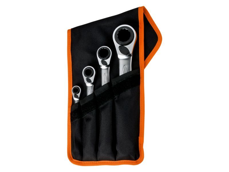 Produktbild Bahco 4-in-1 Knarren-Ringschlüsselsatz 4-teilig in Tasche