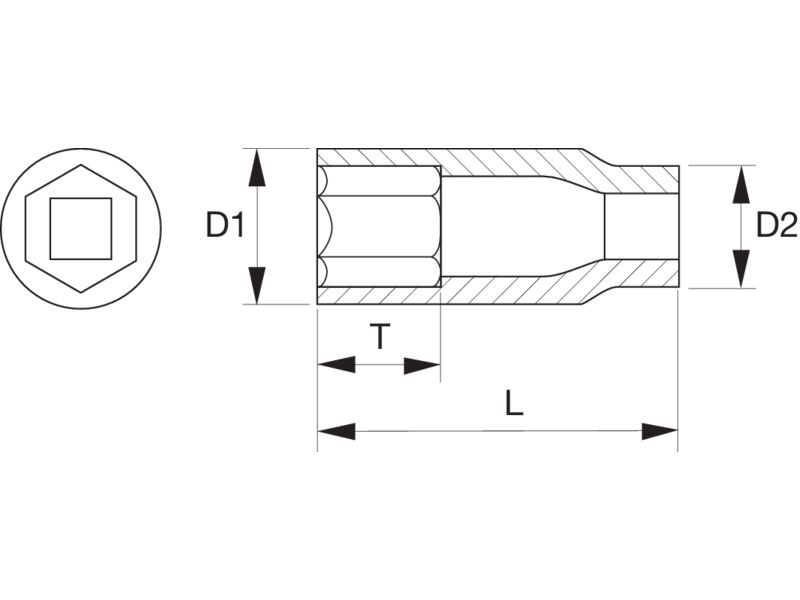 Produktbild 1" Kraft-Steckschlüssel-Einsatz, lang, Sechskant, 1–7/8", phosphatiert bild 2