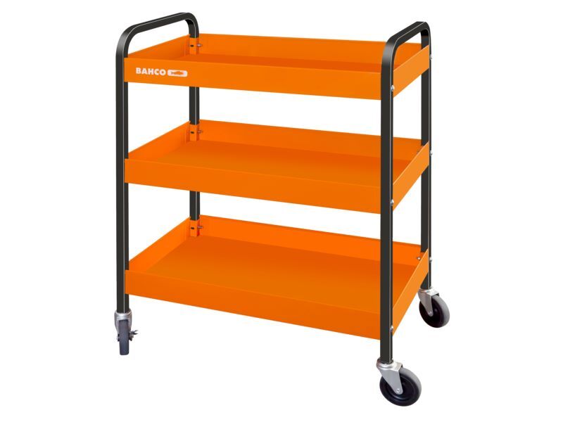 Produktbild Bahco Rollwagen aus Stahl mit 2 Ablagen orange 764 mm x 435 mm x 1051 mm