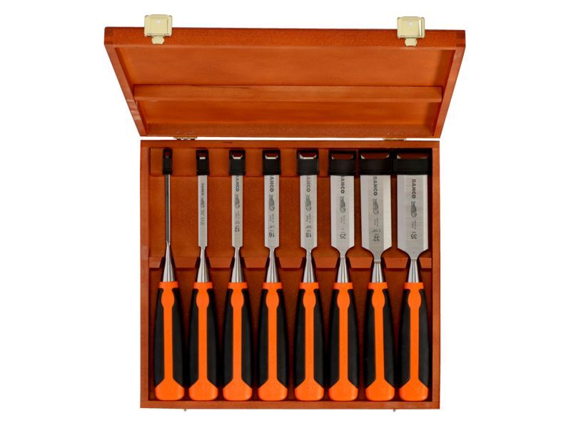 Produktbild Stechbeitelsatz mit gummiertem Griff – 8-teilig/Holzkiste bild 2