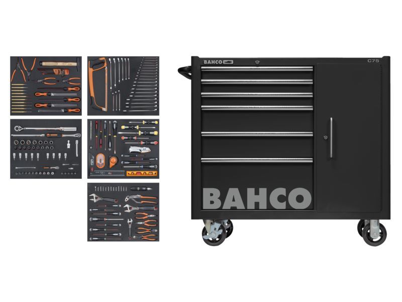 Produktbild Bahco Werkstattwagen 986x501x1100 mm mit Allzweck-Werkzeugsatz 187 teilig