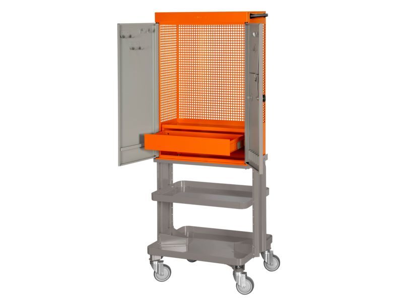 Produktbild Zweitüriger Werkzeugschrank auf Rädern, orange, 1605 mm × 450 mm × 625 mm bild 2