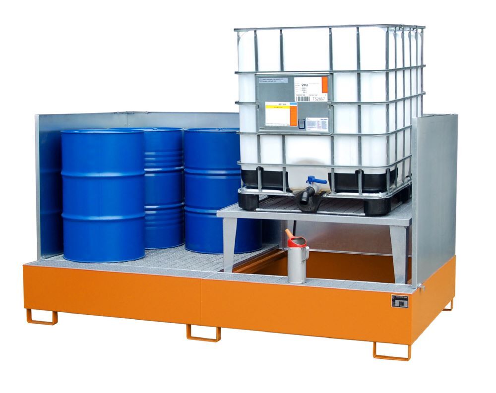 Bauer Südlohn Auffangwanne AWA 21 SW lackiert Gelborange Breite 2670 mm mit Abfüllaufsatz Produktbild Bauer Südlohn Auffangwanne AWA 21 SW lackiert Gelborange Breite 2670 mm mit Abfüllaufsatz