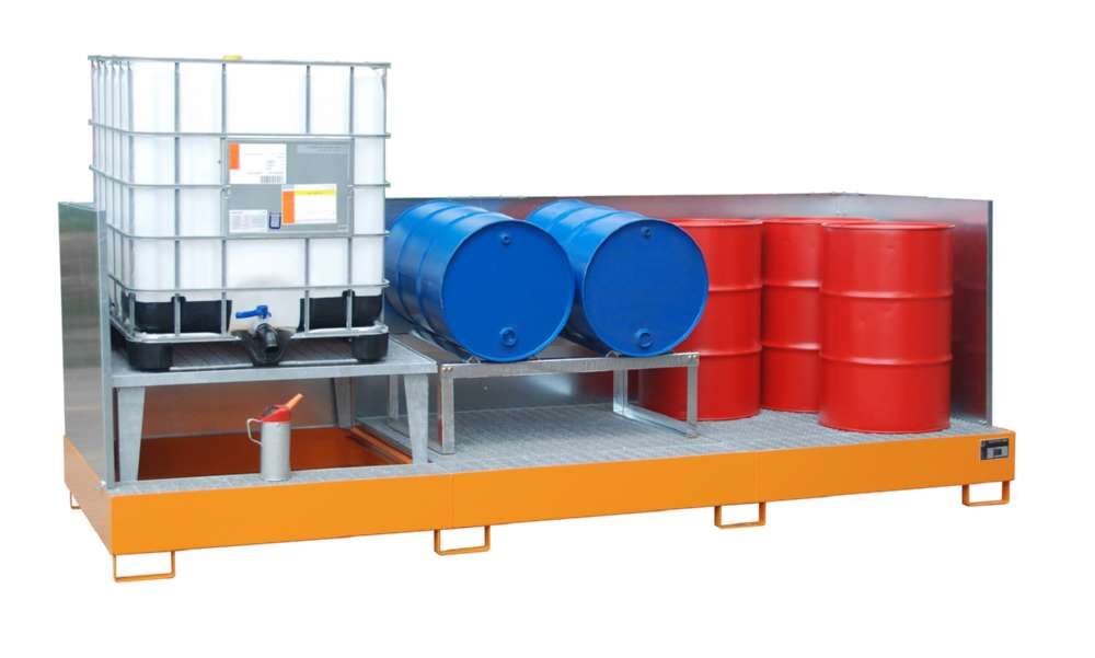 Bauer Auffangwanne AWA 31 3850 x 780 x 1460 mm lackiert gelborange Produktbild Bauer Auffangwanne AWA 31 3850 x 780 x 1460 mm lackiert gelborange bild 2