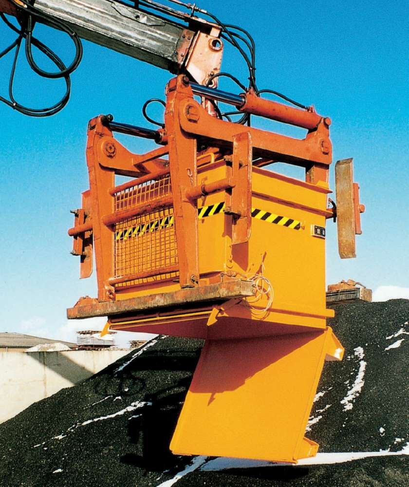 Bauer Baustoffcontainer BC 1000 Steinklammer - Entriegelung lackiert gelborange Produktbild Bauer Baustoffcontainer BC 1000 Steinklammer - Entriegelung lackiert gelborange bild 2