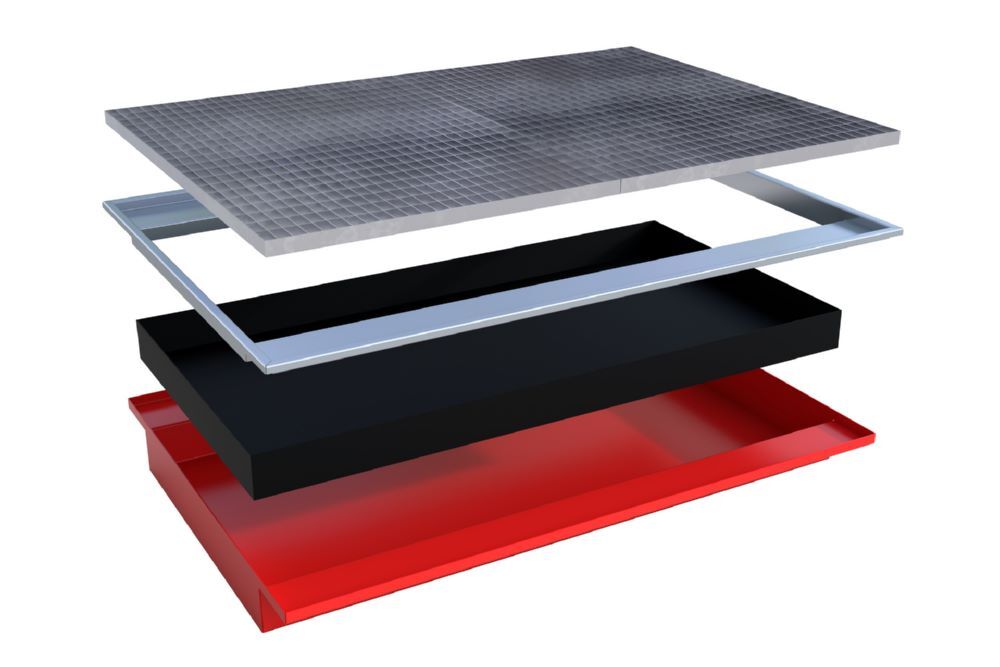 Bauer Südlohn Einhängewanne mit PE-Einsatz EHW 1800 PE lackiert Feuerrot Produktbild Bauer Südlohn Einhängewanne mit PE-Einsatz EHW 1800 PE lackiert Feuerrot