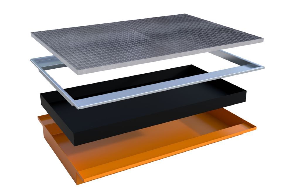 Bauer Südlohn Einhängewanne PE-Einsatz EHW 1800 PE lackiert Gelborange Tragfähigkeit 1000 kg Produktbild Bauer Südlohn Einhängewanne PE-Einsatz EHW 1800 PE lackiert Gelborange Tragfähigkeit 1000 kg bild 2