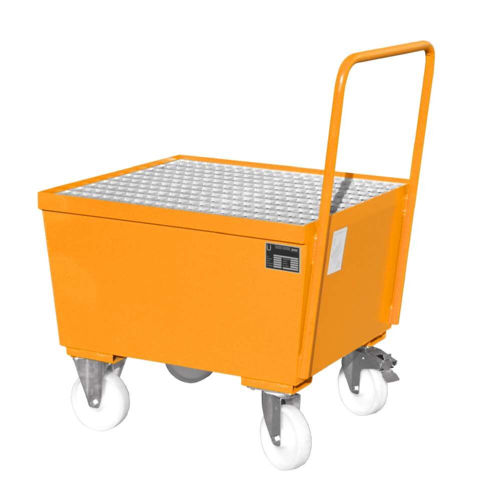 Bauer Fahrbare Auffangwanne AWF1 800 x 695 x 800 mm lackiert gelborange Produktbild Bauer Fahrbare Auffangwanne AWF1 800 x 695 x 800 mm lackiert gelborange