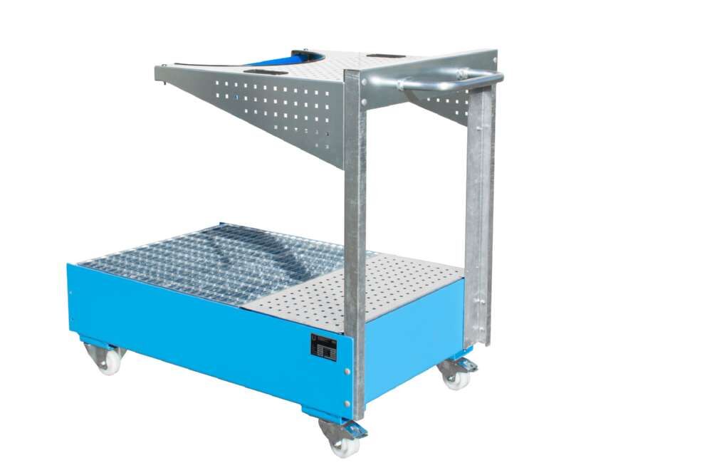 Bauer Fahrbare Auffangwanne 1450 x 1195 x 800 mm Lochplattenwand LPW 200 4 lichtblau Produktbild Bauer Fahrbare Auffangwanne 1450 x 1195 x 800 mm Lochplattenwand LPW 200 4 lichtblau