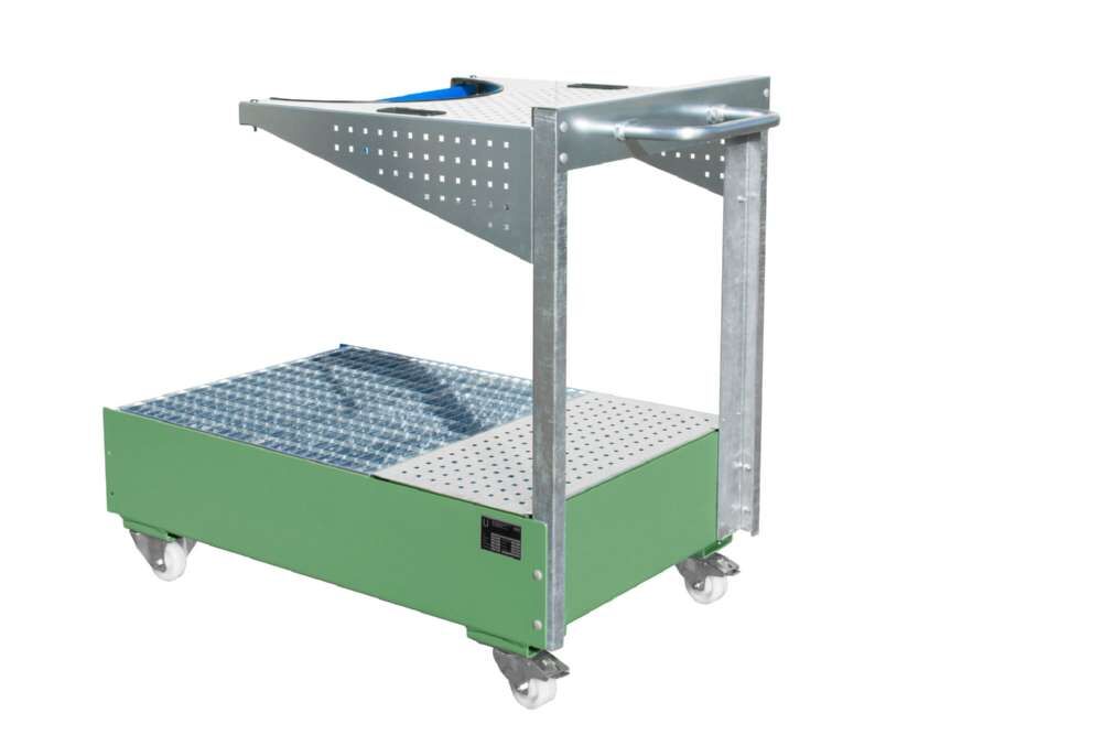 Bauer Fahrbare Auffangwanne 1450 x 119 x 800 mm Lochplattenwand LPW 200 4 resedagrün Produktbild Bauer Fahrbare Auffangwanne 1450 x 119 x 800 mm Lochplattenwand LPW 200 4 resedagrün