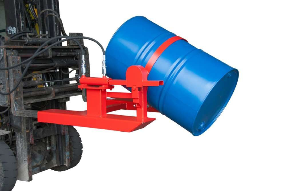 Bauer Fasskipper FD-H Kippvorgang mit Hubzylinder lackiert feuerrot Produktbild Bauer Fasskipper FD-H Kippvorgang mit Hubzylinder lackiert feuerrot bild 3