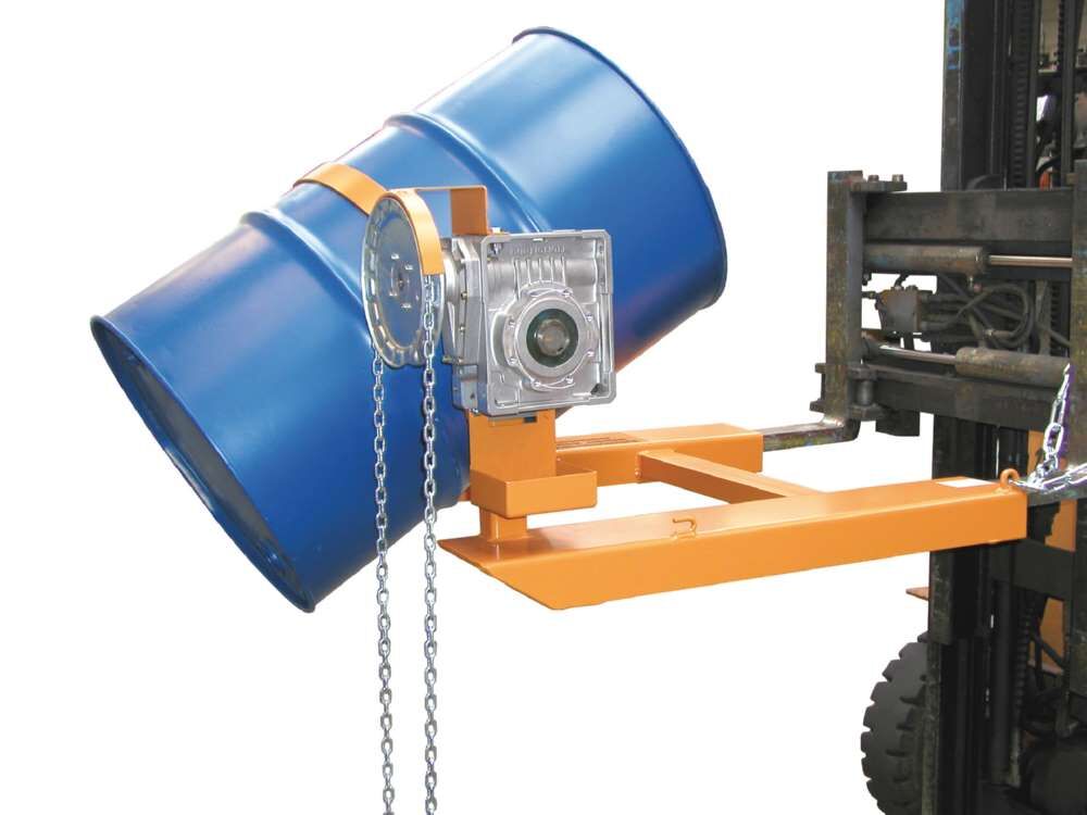 Bauer Fasskipper FD-K für 200 Liter Fässer lackiert gelborange Produktbild Bauer Fasskipper FD-K für 200 Liter Fässer lackiert gelborange