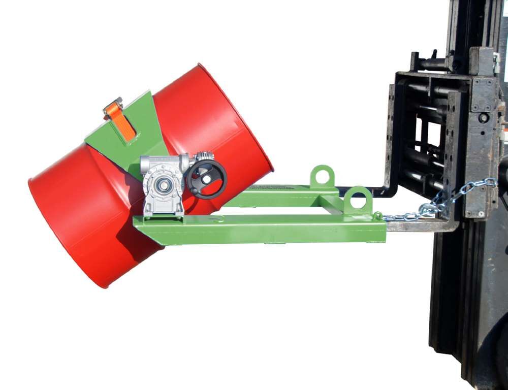 Bauer Fasskipper FLEX-HK Kippvorgang mit Handkurbel lackiert resedagrün Produktbild Bauer Fasskipper FLEX-HK Kippvorgang mit Handkurbel lackiert resedagrün bild 2