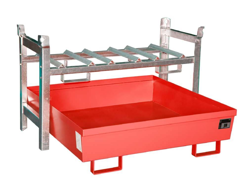 Bauer Fassregal FRA 3 Auffangwanne 1200 x 335 x 1200 mm lackiert feuerrot Produktbild Bauer Fassregal FRA 3 Auffangwanne 1200 x 335 x 1200 mm lackiert feuerrot