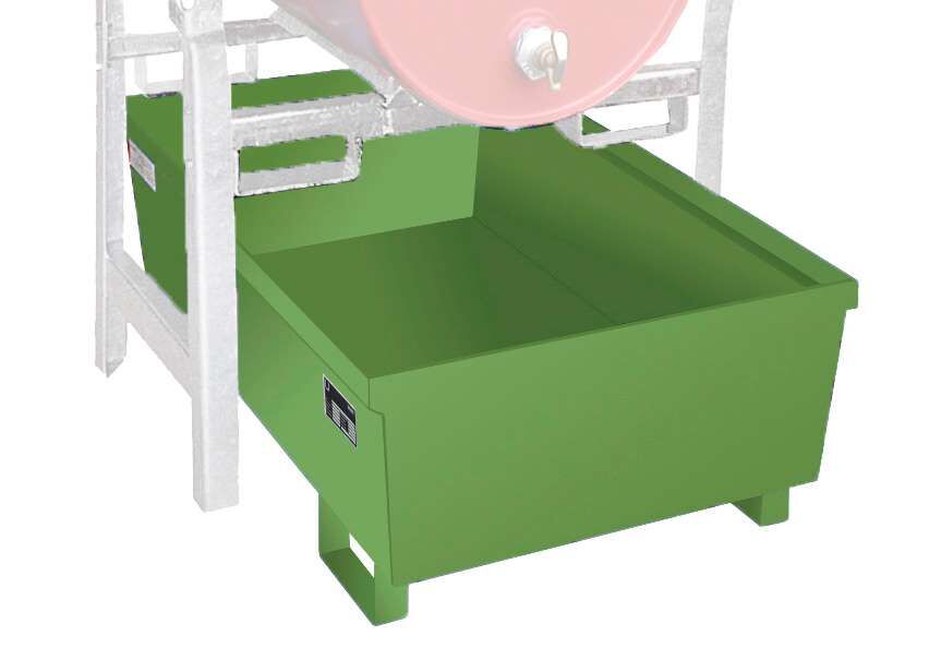 Bauer Fassregal FRA 1 Auffangwanne 1200 x 415 x 800 mm lackiert resedagrün Produktbild Bauer Fassregal FRA 1 Auffangwanne 1200 x 415 x 800 mm lackiert resedagrün