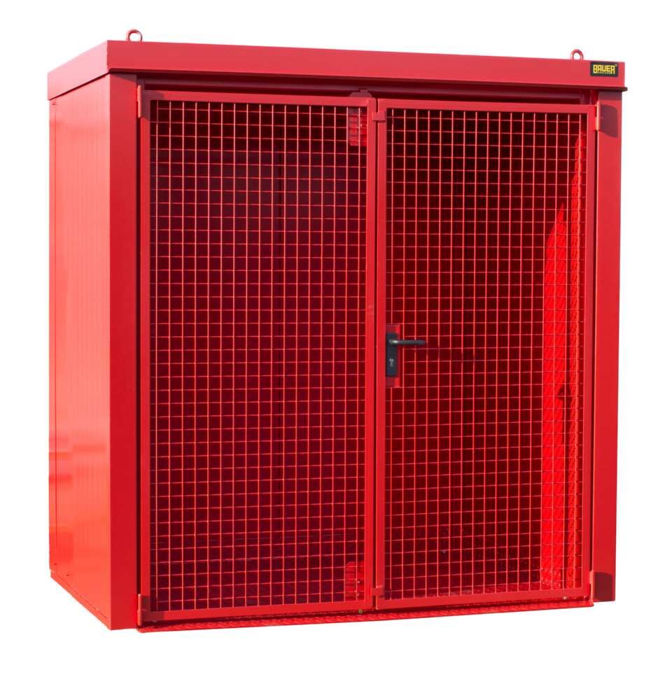 Bauer Gasflaschen Container GFC B M1 2120 x 2265 x 1180 mm lackiert feuerrot Produktbild Bauer Gasflaschen Container GFC B M1 2120 x 2265 x 1180 mm lackiert feuerrot