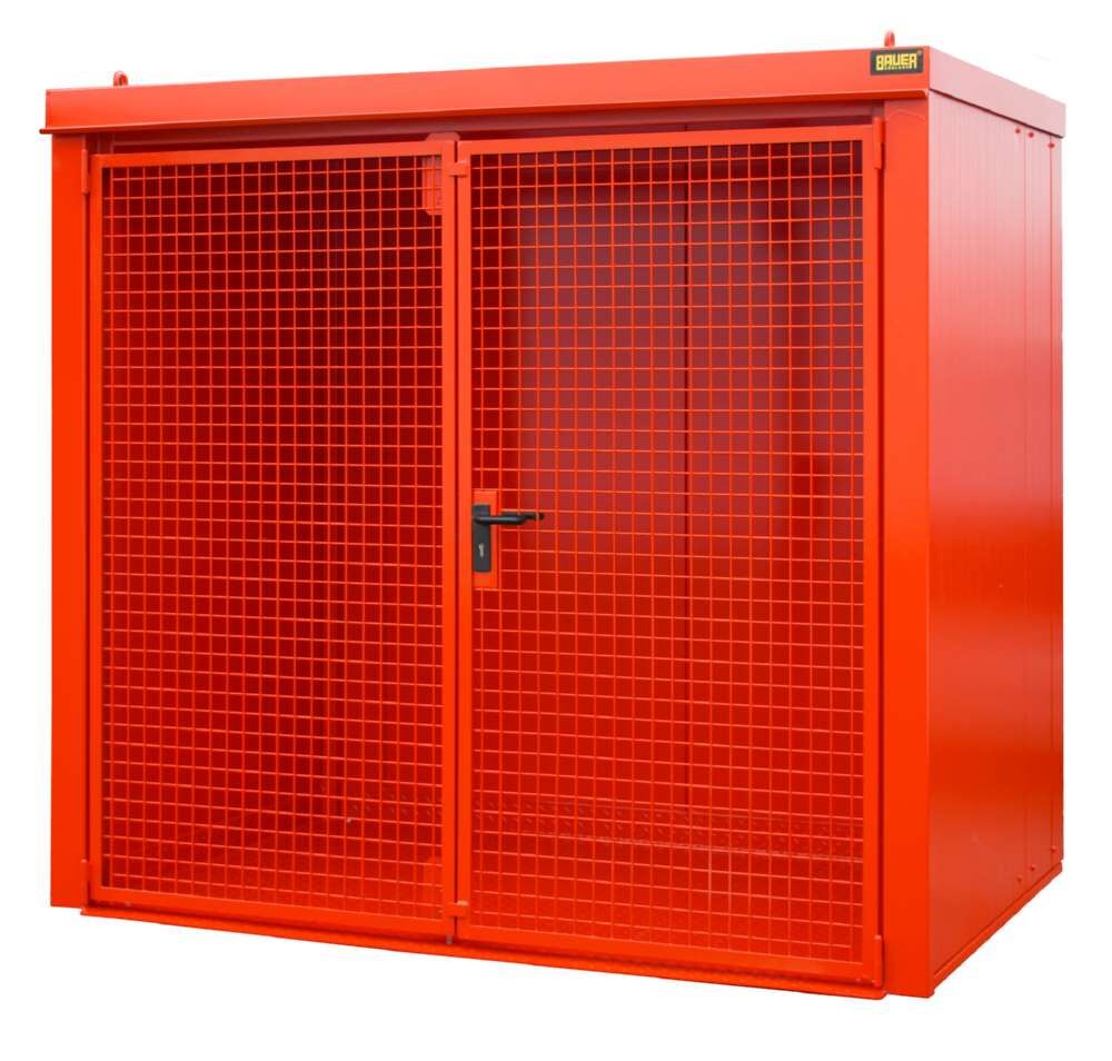 Bauer Gasflaschen Container GFC B M3 2425 x 2265 x 1575 mm lackiert feuerrot Produktbild Bauer Gasflaschen Container GFC B M3 2425 x 2265 x 1575 mm lackiert feuerrot