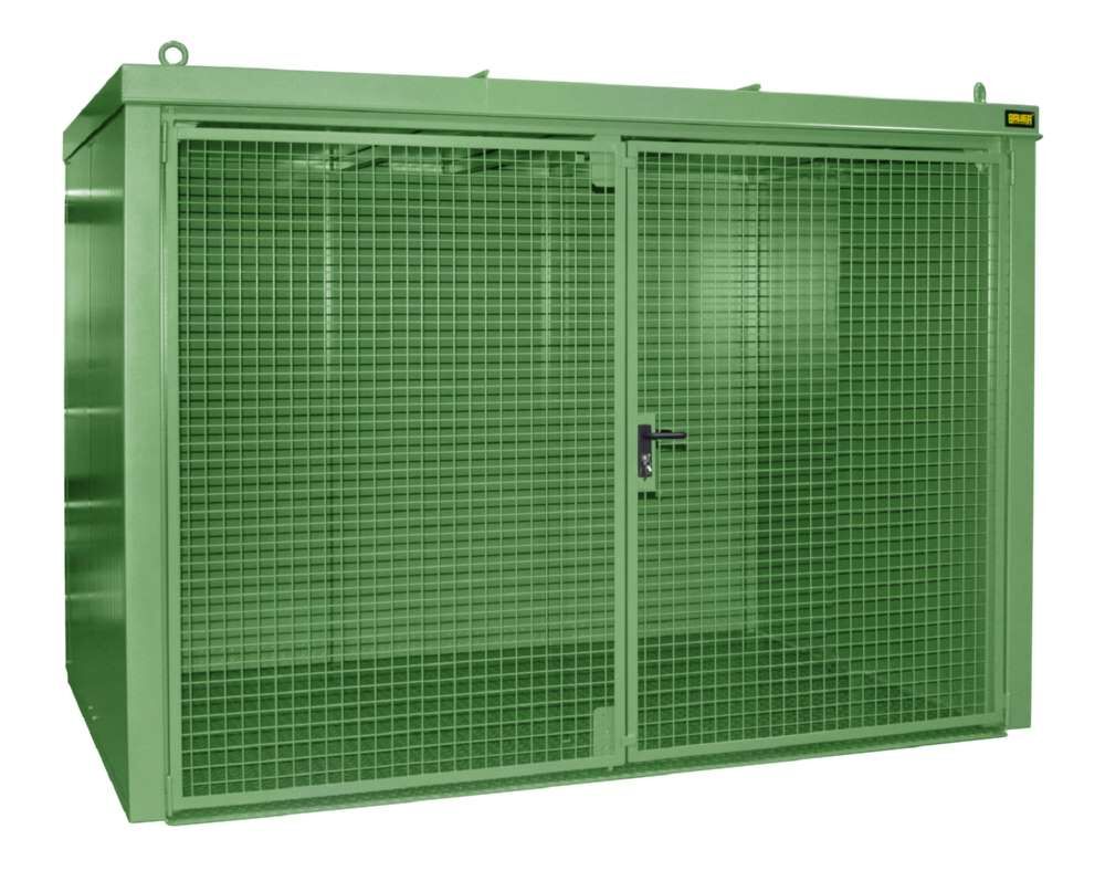 Bauer Gasflaschen Container GFC B M4 3120 x 2295 x 1575 mm lackiert resedagrün Produktbild Bauer Gasflaschen Container GFC B M4 3120 x 2295 x 1575 mm lackiert resedagrün