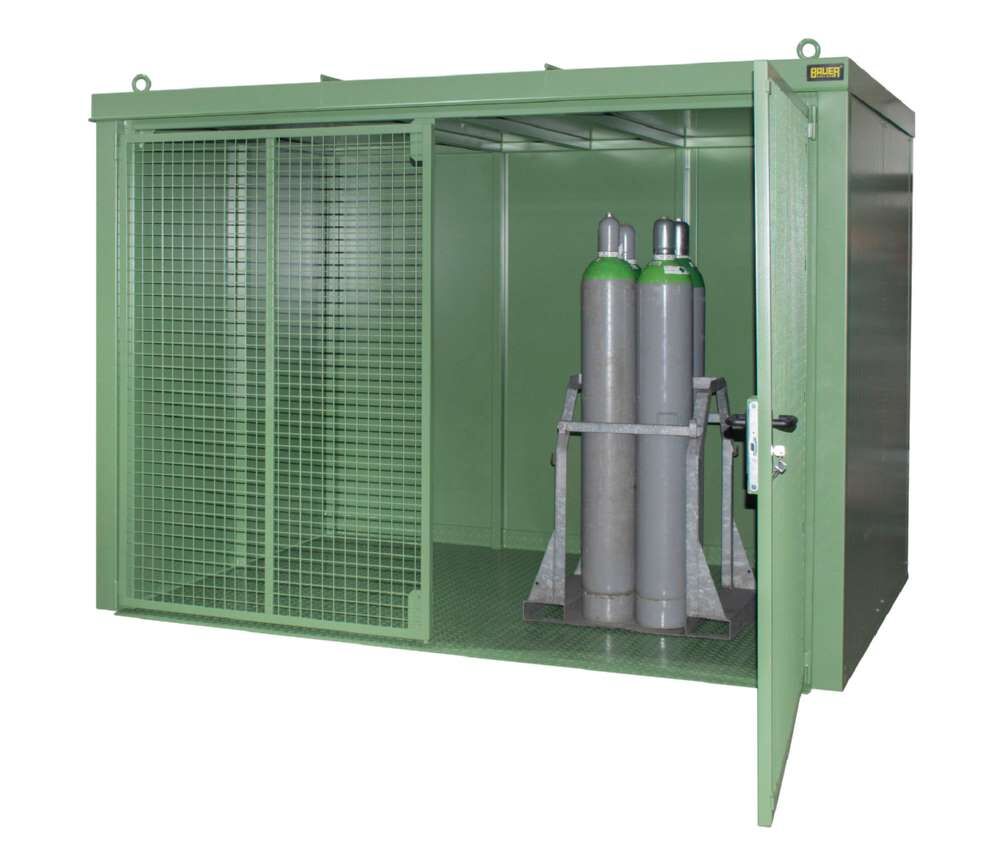 Bauer Gasflaschen Container GFC B M5 3120 x 2295 x 2180 mm lackiert resedagrün Produktbild Bauer Gasflaschen Container GFC B M5 3120 x 2295 x 2180 mm lackiert resedagrün bild 2