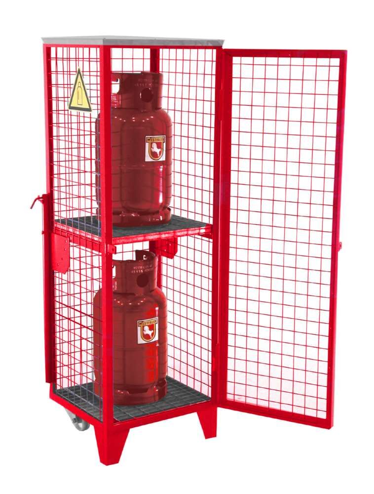 Bauer Gasflaschen Depot GFD R 2 575 x 1580 x 500 mm lackiert feuerrot Produktbild Bauer Gasflaschen Depot GFD R 2 575 x 1580 x 500 mm lackiert feuerrot
