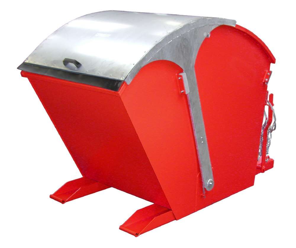 Bauer Kippbehälter RD 1000 mit Runddeckel lackiert in der Farbe Feuerrot Produktbild Bauer Kippbehälter RD 1000 mit Runddeckel lackiert in der Farbe Feuerrot