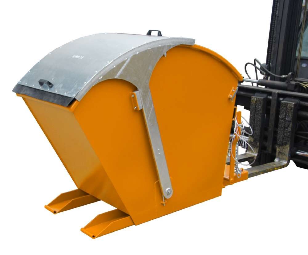 Bauer Kippbehälter RD mit Runddeckel 750 lackiert in der Farbe Gelborange Produktbild Bauer Kippbehälter RD mit Runddeckel 750 lackiert in der Farbe Gelborange