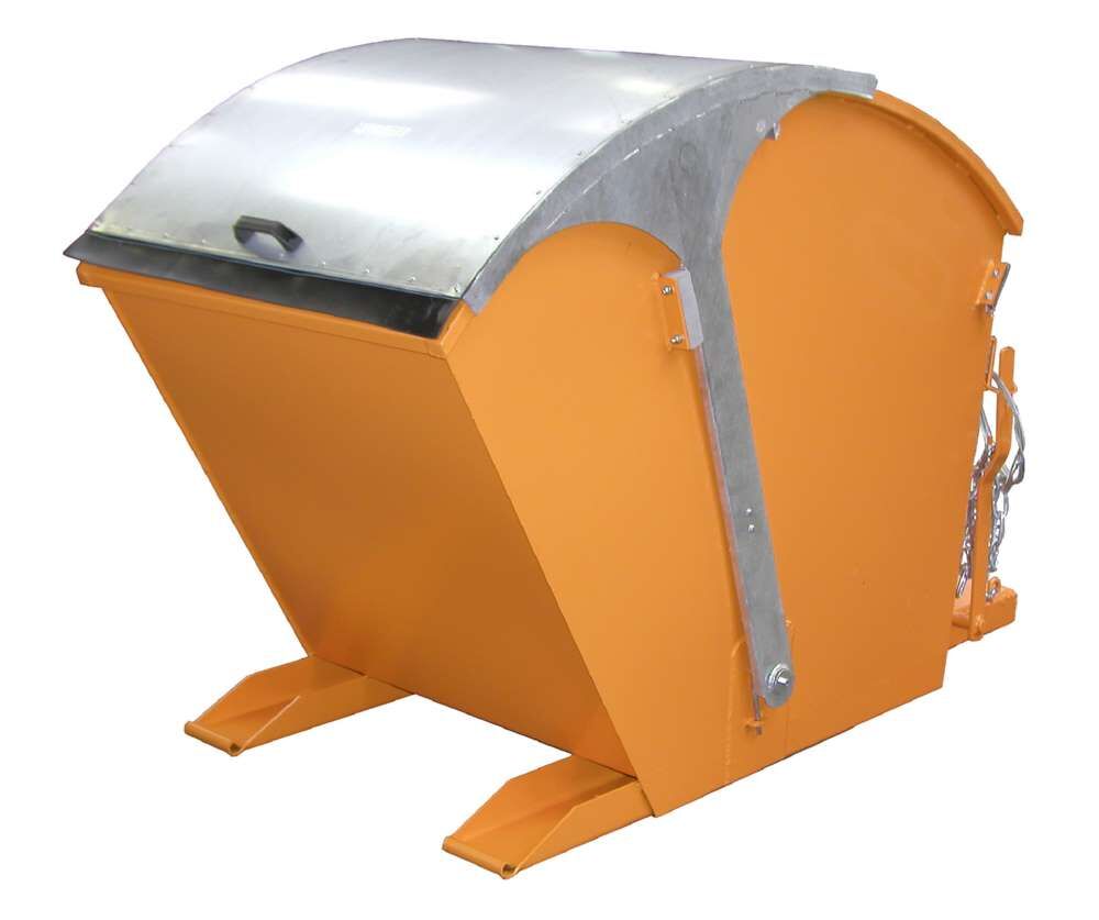 Bauer Kippbehälter RD 1000 mit Runddeckellackiert in der Farbe Gelborange Produktbild Bauer Kippbehälter RD 1000 mit Runddeckellackiert in der Farbe Gelborange