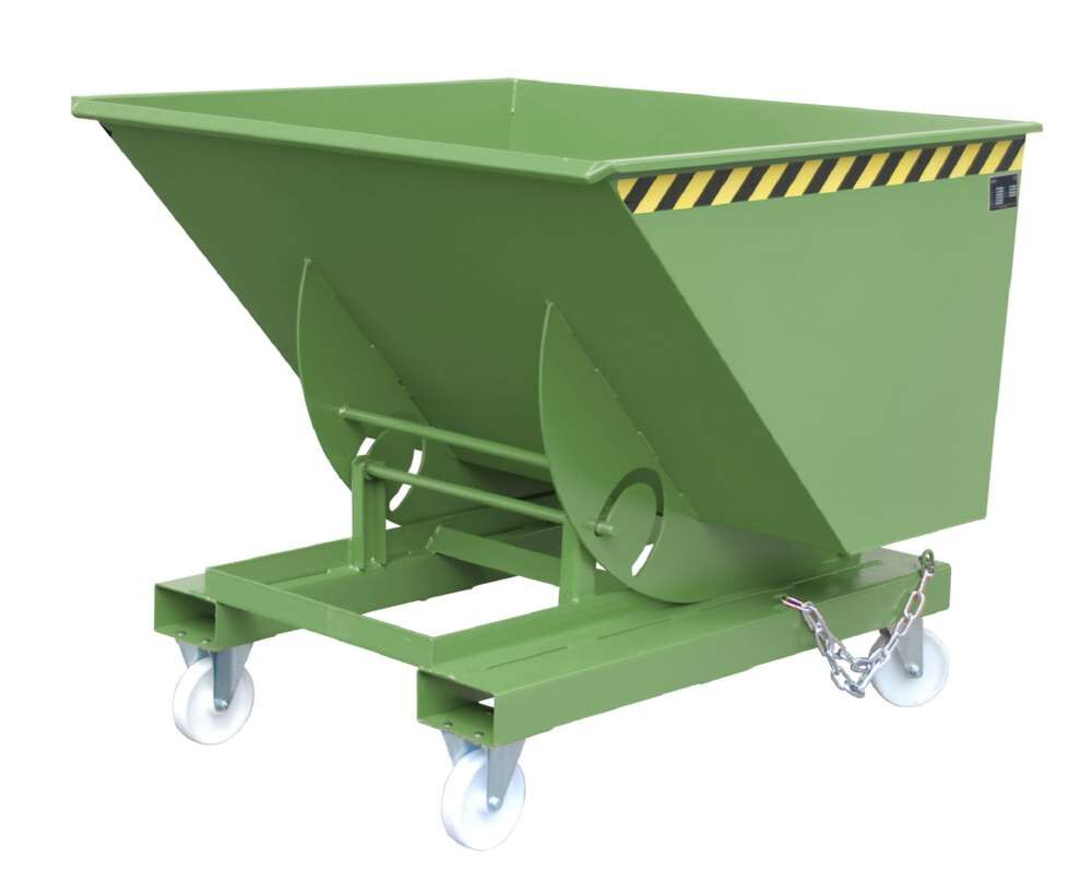 Bauer Kippbehälter AK 100 mit Abrollmechanismus lackiert in der Farbe Resedagrün Produktbild Bauer Kippbehälter AK 100 mit Abrollmechanismus lackiert in der Farbe Resedagrün bild 2