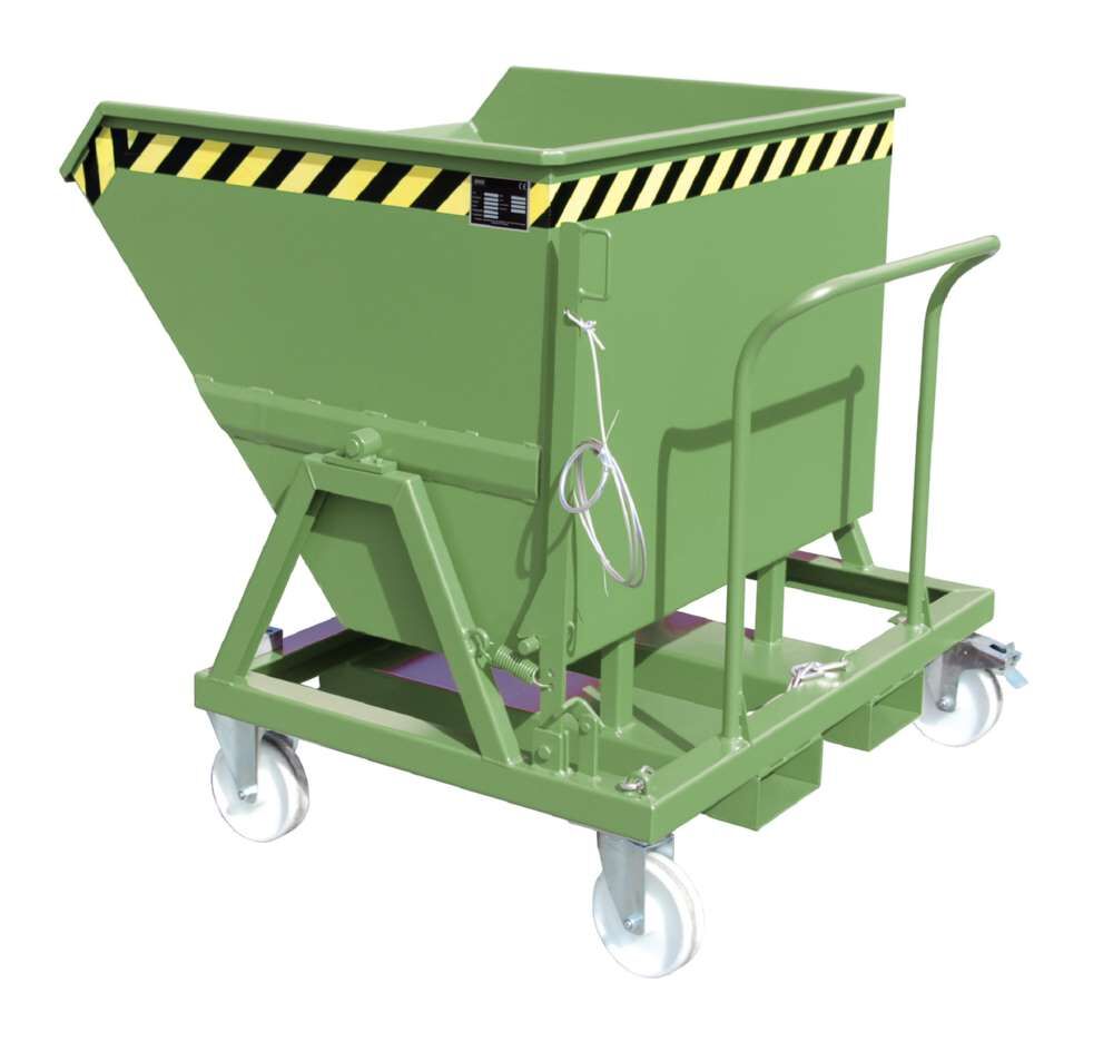 Bauer Kippmulde KS 550 mit 2 Lenk und 2 Bockrollen lackiert resedagrün Produktbild Bauer Kippmulde KS 550 mit 2 Lenk und 2 Bockrollen lackiert resedagrün