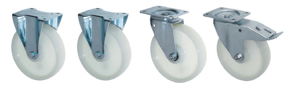Produktbild Bauer Rollensatz 2 Lenk und 2 Bockrollen 180 mm Polyamid 1350 Kg