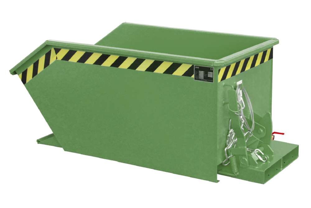 Bauer Kippbarer Spänebehälter SGU 30 lackiert resedagrün 680 x 1440 x 580 mm Produktbild Bauer Kippbarer Spänebehälter SGU 30 lackiert resedagrün 680 x 1440 x 580 mm