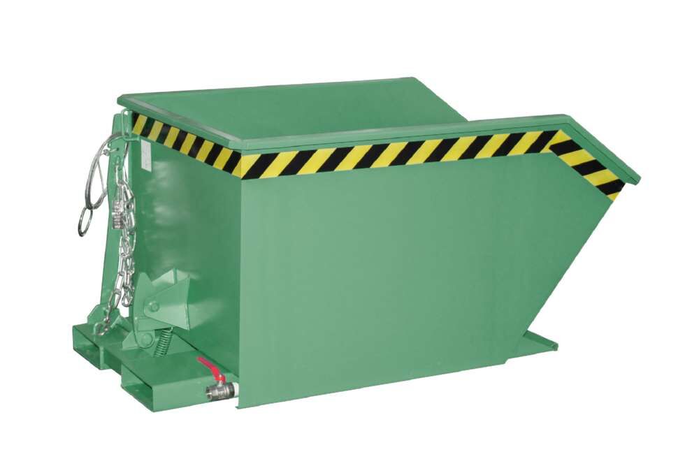 Bauer Kippbarer Spänebehälter SGU 50 lackiert resedagrün 780 x 1440 x 680 mm Produktbild Bauer Kippbarer Spänebehälter SGU 50 lackiert resedagrün 780 x 1440 x 680 mm