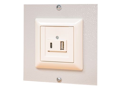 Bedrunka+Hirth Abdeckblech mit USB A und USB C Anschluss BxH 125 x 125 mm Produktbild Bedrunka+Hirth Abdeckblech mit USB A und USB C Anschluss BxH 125 x 125 mm