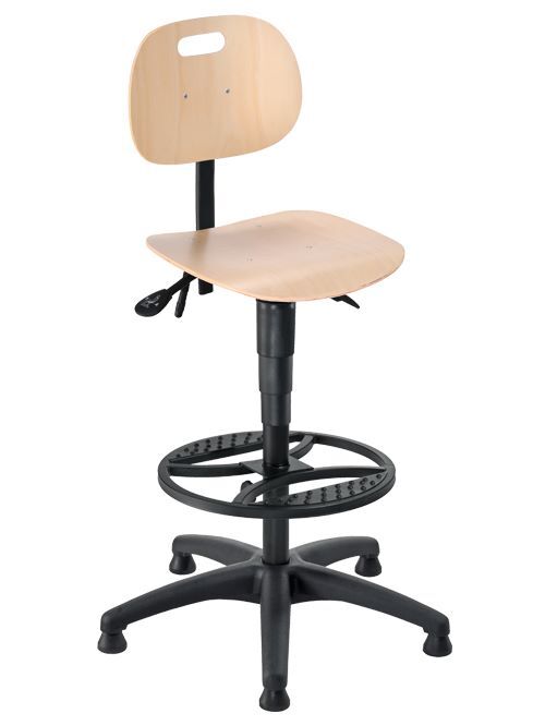 Bedrunka+Hirth Arbeitsdrehstuhl mit Bodengleitern und Fußring 590 bis 840 mm Buche Produktbild Bedrunka+Hirth Arbeitsdrehstuhl mit Bodengleitern und Fußring 590 bis 840 mm Buche