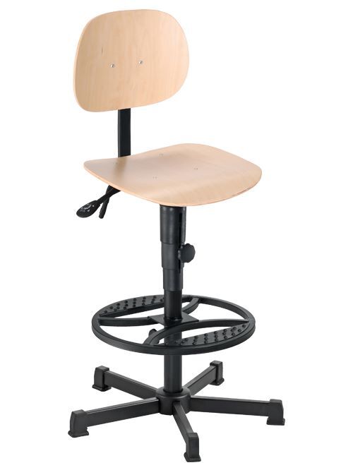 Bedrunka+Hirth Arbeitsdrehstuhl mit Bodengleitern und Fußring 640 bis 880 mm Schichtholz Produktbild Bedrunka+Hirth Arbeitsdrehstuhl mit Bodengleitern und Fußring 640 bis 880 mm Schichtholz