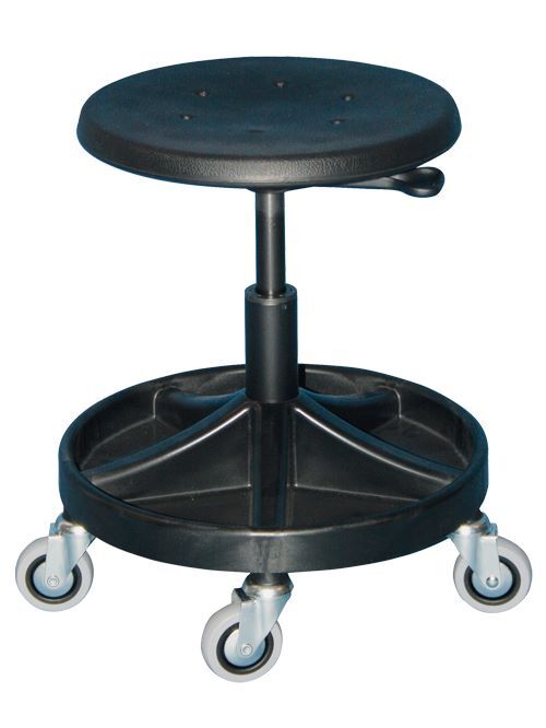 Bedrunka+Hirth Arbeitshocker mit Rollen und Ablageschale 400 bis 525 mm PU Produktbild Bedrunka+Hirth Arbeitshocker mit Rollen und Ablageschale 400 bis 525 mm PU