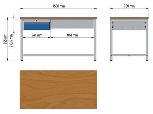 Bedrunka+Hirth Arbeitswerktisch Hängeschubladenblock 1 Schublade 1500 x 750 x 859 mm Produktbild Bedrunka+Hirth Arbeitswerktisch Hängeschubladenblock 1 Schublade 1500 x 750 x 859 mm bild 2